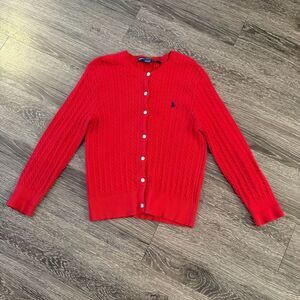 Ralph Lauren Red Cable Knit Cardigan